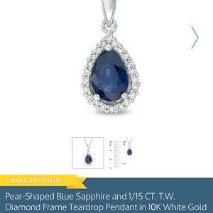 Pear Shaped Blue Sapphire with Diamond Frame